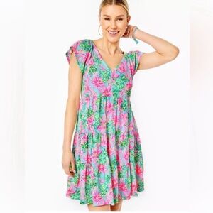 🆕💕🌴LILLY PULITZER🌴GEANNA SHORT SLEEVE DRESS SURF BLUE SO SHELLEGANT
